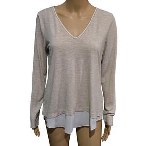 WHBM Beige Long Sleeve Top Medium NWOT